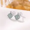 Pendientes Yiluyin de Plata Pura S925 con Jade Azul Acuático, Nuevo Estilo Chino, Lujo Ligero, Joyería de Jade Moderna y Versátil