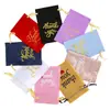 Bolsa de Ressaca Transfronteiriça Spot Bolsa de Presente para Festa e Feriado Embalagem de Joias Dourada e Prateada Cordão Cordão Bolsa de Cetim Impressa