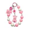 Nuevo Colgante de Oso de Crema Cadena para Teléfono Móvil Llavero de Cuentas de Colores Lazo Amor Llavero Colgante para Bolso