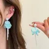 Campanilla de viento Estilo festivo Pendientes de borla de pétalo azul Sesión de fotos de vacaciones en la playa Pendientes largos Verano Dopamina