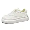 Nuevos Zapatos para Hombre Tallas Grandes Sin Cordones Persona Perezosa Suela Gruesa Caña Baja Zapatos de Tabla Superficie de Cuero Estudiante Slip-on Deportivos Casuales Zapatos de Moda