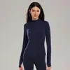 Chamarra de Yoga Transfronteriza para Mujer, Cuello Alto, Top Elástico Ajustado, Chaqueta Deportiva con Cremallera de Manga Larga con Sensación de Segunda Piel