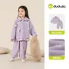 Conjunto de outono Dudu para casa de meninas, conjunto de outono estilo coreano para meninas, conjunto de duas peças de pijama e calça de dormir para bebê menina, confortável e moderno