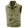 Chaleco Reversible de Otoño e Invierno para Hombre con Cuello Alto, Múltiples Bolsillos, Chaleco de Trabajo, Forro Polar para Exteriores, Engrosado, Chaleco Cálido 2606