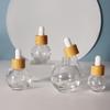 Nova Frasco Conta-gotas Esférico 30ml Fundo Espesso Redondo Lâmpada Pequena Frasco de Essência para Produto de Cuidados com a Pele Essencial para Reembalagem de Viagem Frasco de Óleo Essencial
