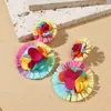 Pendientes Tejidos de Flor Hechos a Mano Estilo Bohemio Clavos de Oreja de Alta Gama para Mujeres Nicho Versátiles Elegantes Pendientes de Estilo Festivo