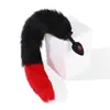 Plug Anal de Silicone Patinha de Gato Preto Vermelho SM Uso Feminino Prop para Treinamento Anal Pequeno Rabo de Coelho Fantasia de Sedução Prop