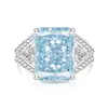 Anillo Reina con Flor de Hielo de Colorido Cristal de Gema, Corte Brillante con Diamantes de Alto Carbono Súper Brillantes, Anillo de Moda y Lujo, Disponible para Dropshipping