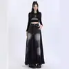 Falda de Mezclilla Deshilachada Estilo Retro Americano para Mujer, Nueva Primavera 2026 Cintura Alta Adelgazante Patchwork Azul Gris Falda Línea A