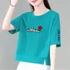 E-commerce Transfronteiriço Comércio Exterior Moda para Mães Manga Curta Feminino Verão Solto Tamanho Grande Roupas Femininas Camiseta de Meia Manga Versátil Emagrecedor Top