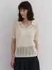 Camiseta de punto de manga corta con cuello polo calado, estilo nuevo Verano 2026, corte holgado, versátil, transpirable, para cubrir