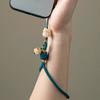 Cordón para teléfono móvil con cuerda trenzada original hecho a mano, funda antipérdida, colgante de garra de gato de la suerte con carbón Bodhi de jade blanco, adornos femeninos