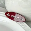 Pinza de Pato de Forma Ovalada Nueva Estilo Coreano con Pedrería y Letra, Color de Verano, Pinza Elegante de Gama Alta para Flequillo, Pinza Lateral Linda para Niña