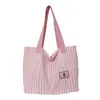 Bolsa de mano casual de nailon estilo coreano, bolso de mano de moda con estampado de letras, popular bolso de hombro de rayas reversible para mujer