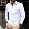 Estación Independiente Europea y Americana Fuente Termal y Otoño Nuevo para Hombre Manga Larga POLO Color Sólido Impresión 3D Versátil Casual Camisa con Cremallera