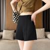 Pantalones cortos de verano para mujer, finos, de cintura alta, holgados, rectos, informales, de pierna ancha, color caqui