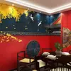 Nuevo estilo chino museo del palacio ginkgo papel tapiz tienda de hot pot techo de caja script rojo tienda de juegos de rol decoración papel tapiz tela de pared