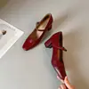 Zapatos Mary Jane Retro de Tacón Grueso con una Sola Tira Plisados Estilo Nuevo Primavera 2026 para Mujer, Zapatos de Tacón Alto Bajos de Punta Cuadrada para Viajar
