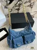 Bolso de Hombro/Axila Multibolsillos Estilo Nuevo Inspirado en Chanel 25C Bolso de Motocicleta Bolso Cruzado Hobo Hippie Bolso de Hombro para Mujer de Moda