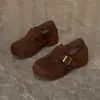 Sapatos Casuais Femininos com Elevação de Altura, Cobertura Total, Estilo Birkenstock, Slip-on com Fivela, Sola Grossa, Modelo 2026 Novo, Bico Redondo, Uso Duplo