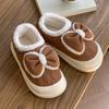 Pantufas de Algodão com Laço para Mulheres, Calcanhar Fechado, Novo Estilo Inverno 2025, Sola Grossa, Antiderrapante, Forradas com Lã, Quentes, Adequadas para Uso Externo, Sapatos de Algodão para Maternidade