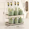 Juego de Frascos para Condimentos de Lujo Ligero, Caja de Almacenamiento de Botellas de Condimentos para el Hogar, Frasco de Cerámica para Aceite de Cocina, Frasco para Sal, Frasco para Chile