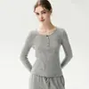 Suéter de punto de cachemir con tirantes + nuevo suéter de manga larga con botones estilo coreano para mujer, cuello en U, otoño/invierno, versátil