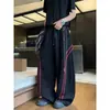 Pantalones deportivos casuales a rayas estilo americano, colección primavera/otoño para hombre, estilo hip-hop de alta calle de moda, pantalones largos holgados de pierna ancha