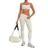 Conjunto de Yoga de Cintura Plegable de Otoño Set Deportivo de Fitness Running Ajustado con Pliegues Invisibles Levanta Glúteos 1192+3301