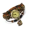 Relógio pulseira de couro genuíno direto da fábrica pulseira de couro de vaca com contas vintage relógio decorativo para homens e mulheres relógio de couro genuíno