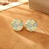 Pendientes de Botón Redondos Esmaltados con Circonita Estilo Vintage Viento Moda de Gama Alta Exquisitos Elegantes Pendientes de Temperamento Pendientes de Diosa Retro