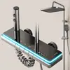Aluminio Espacial Gris Pistola Cuatro Funciones Presurizado Caliente y Frío Pantalla Digital Luz Ambiental Juego de Ducha para Baño del Hogar Venta al por Mayor Transfronteriza