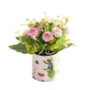 Novo Pequeno Rosa Pastoral Bonsai Flor Artificial Criativa Decoração de Casa Estúdio de Fotografia Enfeites Planta Verde Artificial Planta em Vaso Artificial