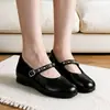 Zapatos Mary Jane de suela blanda para mujeres de mediana edad y mayores, zapatos planos y ligeros de cuero, cómodos para primavera y otoño, disponibles para dropshipping, par individual, zapatos para mamá