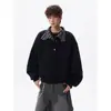 Sudadera con botones de cuello alto y bloques de color a cuadros estilo americano para hombre, diseño de moda primavera 2026, top deportivo casual holgado