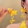 Pendientes de Borla Amarillos de Flor de Hada Súper para Mujer 2026 Nuevo Estilo de Atmósfera de Primavera y Verano Estilo Vacacional Pendientes de Foto y Accesorios para Orejas