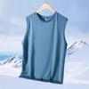 Camiseta de Malla Transpirable de Color Sólido de Verano Fina para Hombre, Chaleco de Tela Lun de Moda, Camiseta Casual Deportiva Versátil, Camiseta Básica para Estudiante