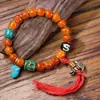 Pulsera Original de Fábrica Vintage de Hueso de Yak con Mantra de Seis Sílabas Xizang DIY Cuentas de Oración Vintage Rosario de Mano