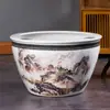 Acuarios de cerámica personalizados de Jingdezhen, acuicultura tradicional, paisaje pintado, plantación de árboles en jardines, plantas en maceta, fabricante de tanques grandes