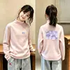 Nueva Capa Interior Otoño/Invierno para Niños Medianos y Grandes, Felpa Térmica, Estilo Coreano, Moderno, Dibujos Animados, Elegante, Manga Larga, Camiseta Base Casual para Niñas