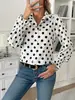 Camisa Simple Diaria Elegante Nueva para Mujer con Estampado de Lunares, Transfronteriza Europea y Americana 2025