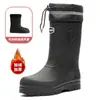 Botas de Lluvia para Hombre hasta la Pantorrilla, Antideslizantes, Impermeables, Botas de Lluvia hasta la Pantorrilla, Zapatos de Goma de Algodón para Lavado de Autos de Otoño e Invierno, Zapatos de Agua para Pesca