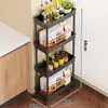 Estante de Almacenamiento para Huecos de Cocina, Carrito Estrecho de Múltiples Niveles, Gabinete de Almacenamiento Móvil con Ruedas, Organizador Estrecho para el Lado del Refrigerador