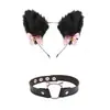 Diadema de Halloween Diadema para Actuación en Festival Set de Diadema y Collar de Chica Gato Orejas de Gato Pasador Sencillo para Niña Hermosa