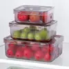 Caja de Conservación Rectangular Transparente Refrigerador Cocina Alimentos Portátil Caja de Almacenamiento para Refrigerador Caja de Plástico PP de Grado Alimenticio