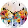Reloj de Pared de Flores de Arte Transfronterizo Reloj de Pared de Madera de Flores de Moda MDF Silencioso Sala de Estar Dormitorio Cocina Reloj Decorativo