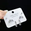 SLBABY exquisitos aretes pequeños con incrustaciones de diamantes, tres pares, aguja de plata s925, elegantes, simples, aretes múltiples