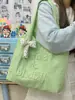 Bolsa de ombro tote estilo coreano ins moda casual com bordado de letra tridimensional, versátil para uso diário, bolsa de compras simples e leve