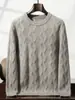 Nuevo suéter de cachemira grueso de tres hilos de cinco agujas con cuello redondo para otoño e invierno para hombre, prenda interior de punto con diseño de trenzas