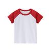 Camiseta infantil de manga curta raglan com blocos de cor em algodão pesado 200g, moda pai-filho, estampada para homens e mulheres, recomendada